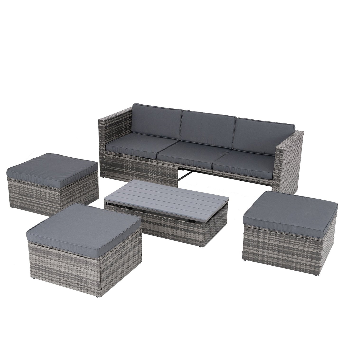 Patio Furniture, Outdoor Furniture, Seasonal PE Wicker Furniture,5 Set Wicker Furniture With Plywood