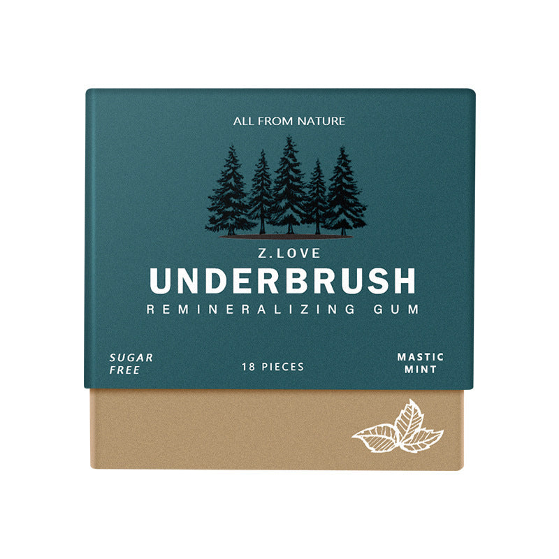 Underbrush Remineralizing Chewing Gum, Organic Mastic Mint Miracle Remineralizing Chewing Gum, Sugar-Free Long Lasting Under Brush Chewing Gum For Teeth & Gum Health - 1 Boxes 18 Pieces