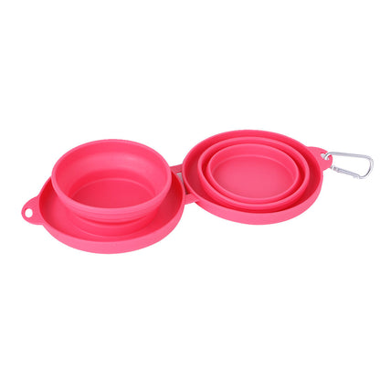 Rubber Foldable Double Bowl Pet Feeding Bowl Pets Supplies Dog Cat Bowls