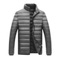 Men's Lightweight Hooded Coat Winter Warm Solid Color Zipper Jacket Fashion Portable Outerwear Top Clothing