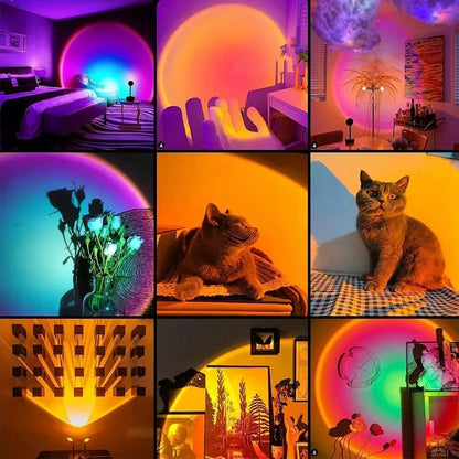 Ambient Projector Lamp 16 Colors 180° Rotatable Remote Control RGB Projection Light for Bedroom