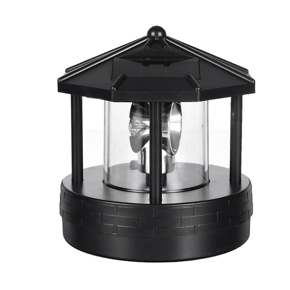 Solar Powered Lighthouse Rotating Outdoor Waterproof LED Solar Light Beacon Tower Decorative Lamp for Garden Lawn Patio