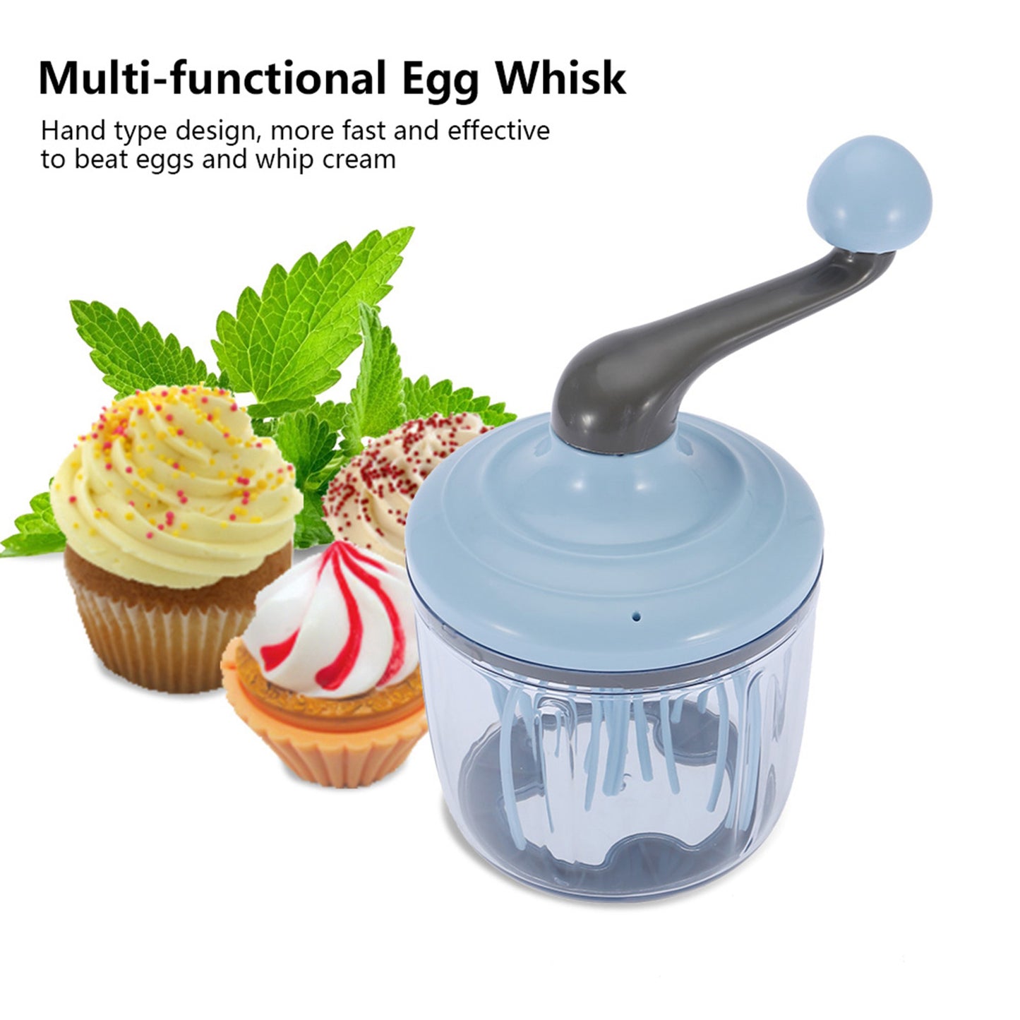 Hand Type Egg Cream Whisk Multifunctional Eggs Beater Practical Kitchen Tool 1100mL