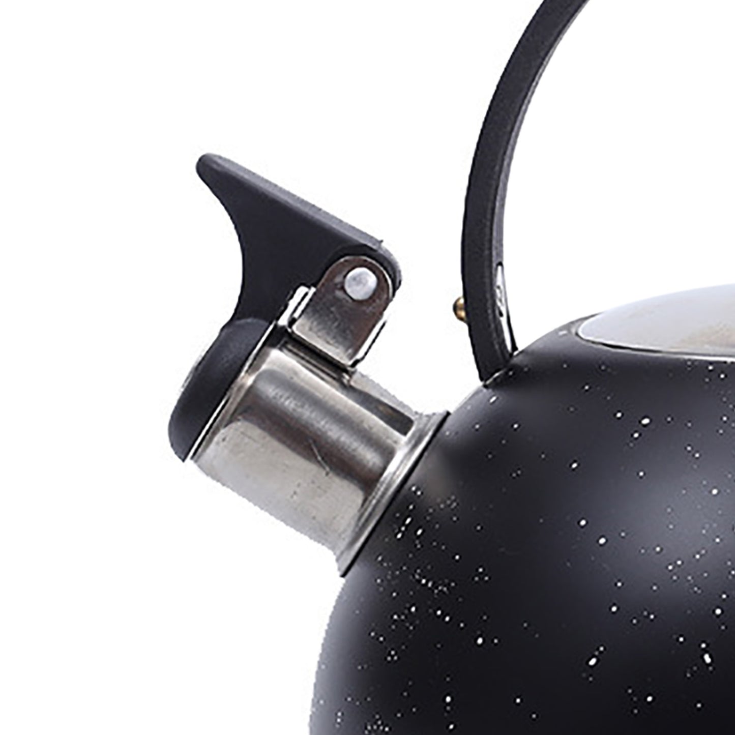 Whistling Kettle Stainless Steel Large Diameter Spout Moon Shape Handle Stovetop Teapot 2.5L Black