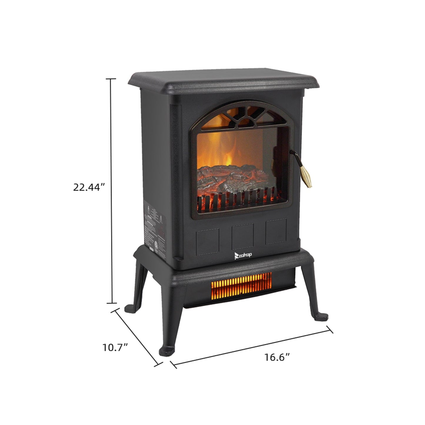 HT1108 1500w Vertical Fireplace Machinery Fake Firewood Single Color 2 Quartz Tubes Black