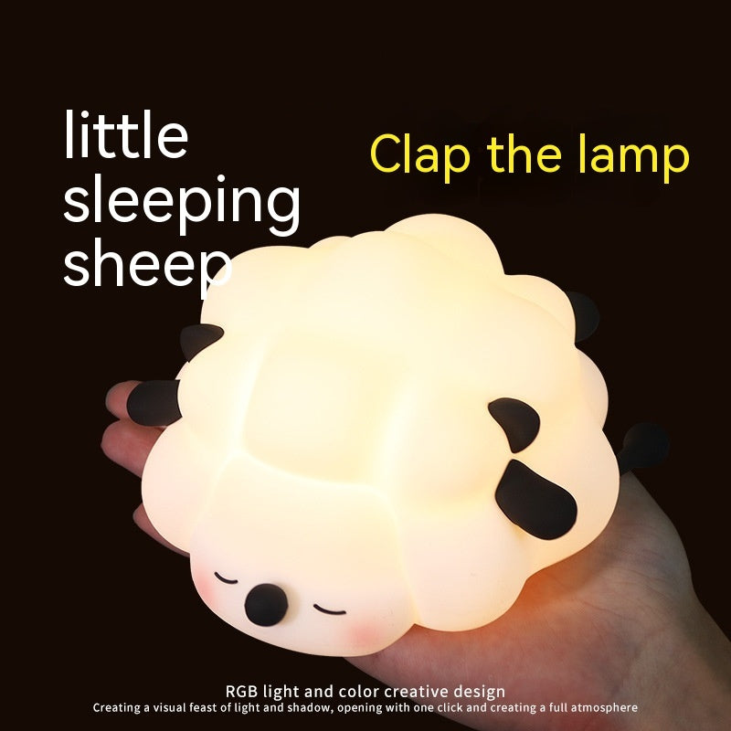 Cute Silicone Night Lights Sheep Cartoon Bedroom Lamp For Children's Room Decor Rechargeable Timing Dimming Sleep Night Light