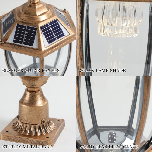 Vintage Gold Solar Pillar Headlight With Dimmable LED-2 Pack Unavailable Platforms- Temu