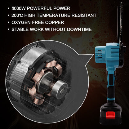 Cordless Chainsaw, Two Electric And One Rechargeable, Two 8-inch With Oil Pot, European Standard DE