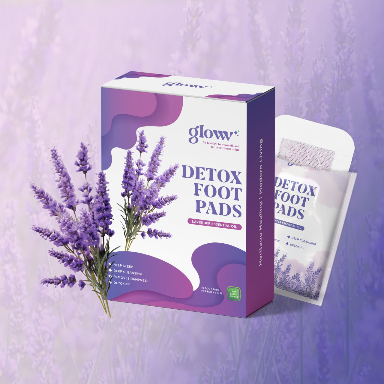 Gloww Health Detox Warming Foot Pads - Lavender - Soothing And Relaxing