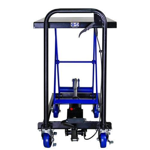 Hydraulic Lift Trolley, 500 LBS Capacity, With 4 Wheels, For Material Handling And Transportation, BLACK BLUE