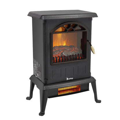 HT1108 1500w Vertical Fireplace Machinery Fake Firewood Single Color 2 Quartz Tubes Black