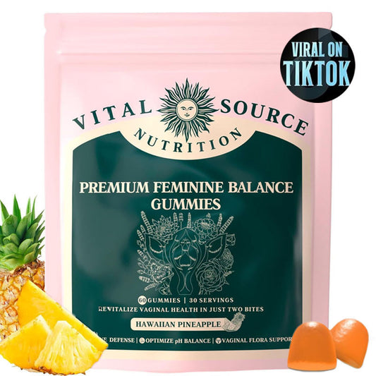 Premium Feminine Balance Gummies Gummy For Women's Vital Health Gut Health - Immune Support - Vegan, Gluten-Free & Halal - Hawaiian Pineapple - 60 Gummies - 30 Servings