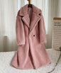 Lapel Lamb Fleece Coat With Pockets Faux Fur Coat Winter Warm Thickening Long Windbreaker Women's Clothing