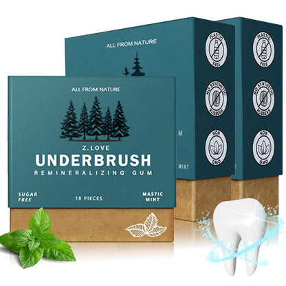 Underbrush Remineralizing Chewing Gum, Organic Mastic Mint Miracle Remineralizing Chewing Gum, Sugar-Free Long Lasting Under Brush Chewing Gum For Teeth & Gum Health - 1 Boxes 18 Pieces